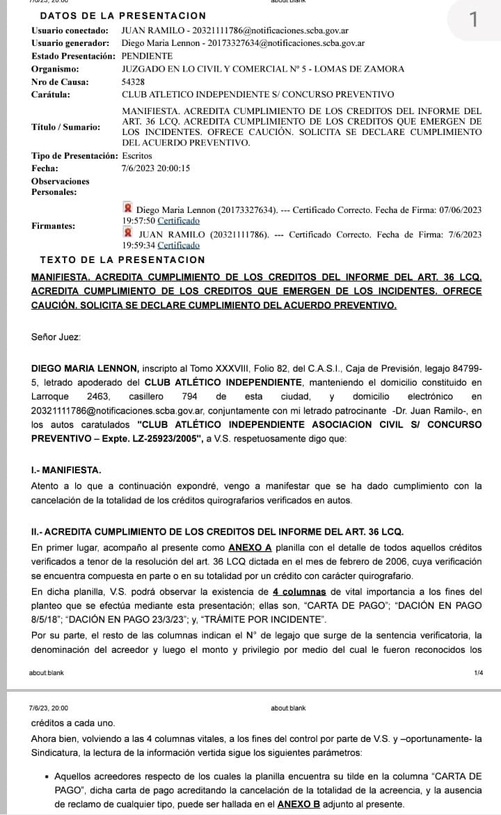 independiente-busca-aire:-principio-de-acuerdo-con-america-de-mexico-y-pedido-de-levantamiento-de-la-convocatoria-de-acreedores