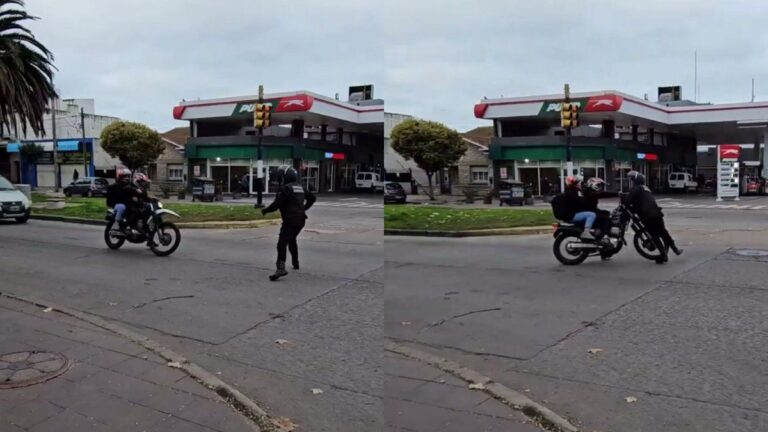 Video: la reacción de un policía para detener a una moto durante un control en Mar del Plata