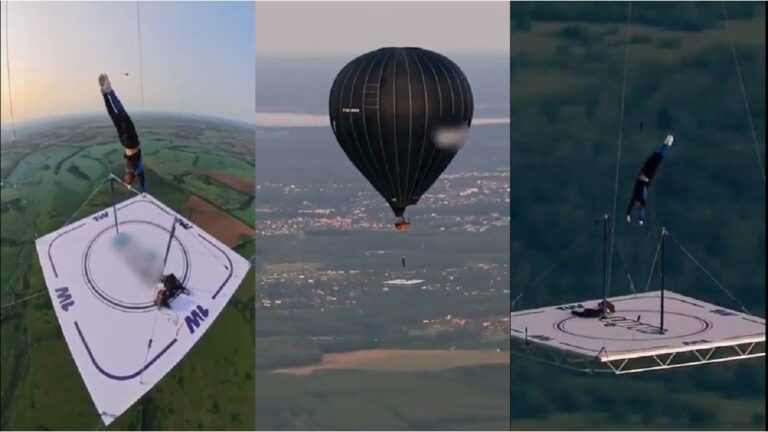 Increíble: hizo acrobacias a 1.500 metros de altura sin paracaídas ni arnés