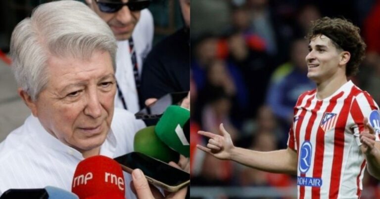 La contundente respuesta del presidente del Atlético al Barcelona por Julián Álvarez