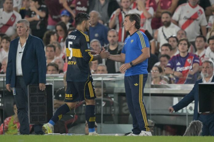 boca-juniors-vence-river-plate-superclasico-apertura Jugadores de Boca Juniors celebran el gol durante el partido contra River Plate en el Estadio Monumental.