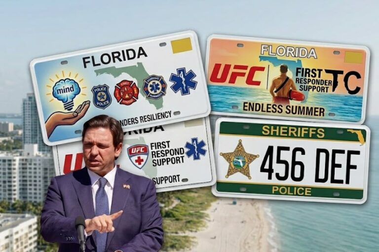Diseños de las nuevas placas vehiculares especiales del estado de Florida, Estados Unidos.