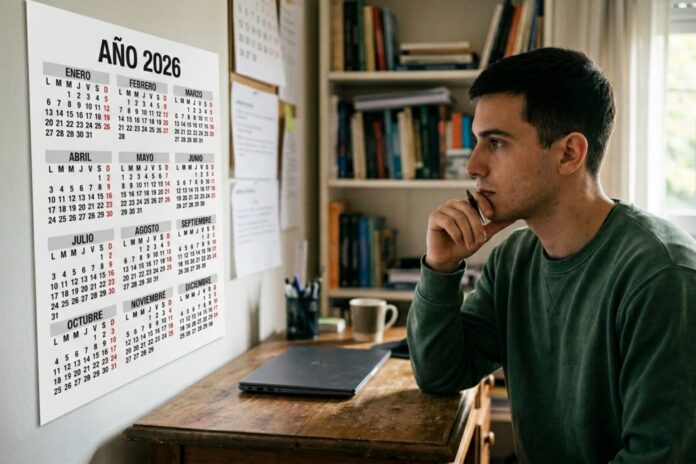 Calendario de mayo 2026 con feriados marcados