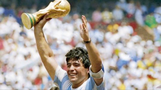 Diego Maradona con la camiseta de Argentina durante el Mundial de México 1986.