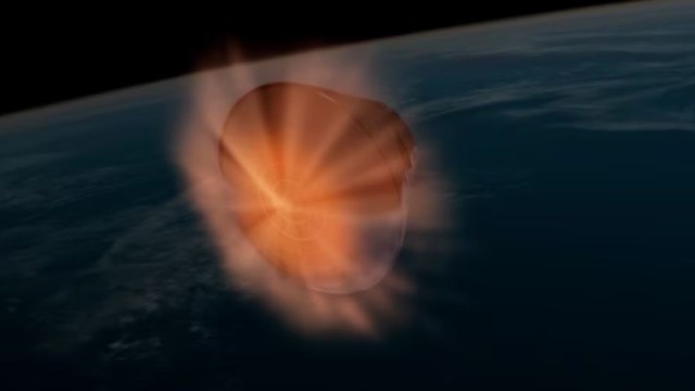 Ilustración de la cápsula espacial Orión de la NASA durante su reingreso a la atmósfera terrestre.