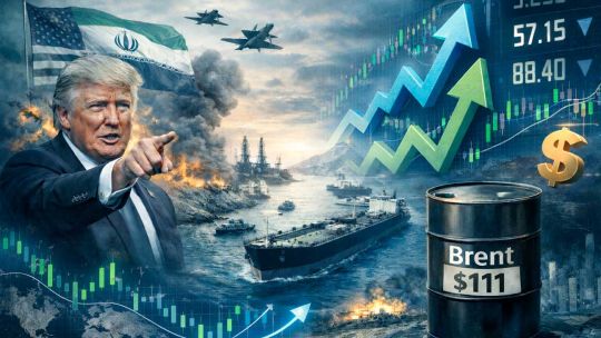 Gráfico con la evolución del precio del petróleo Brent superando los 111 dólares por barril.