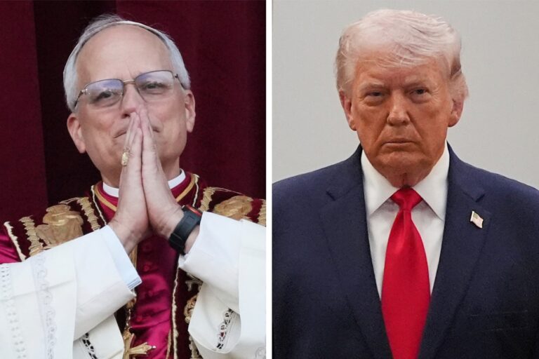 Donald Trump y el Papa León XIV en imágenes separadas, representando el cruce de declaraciones.