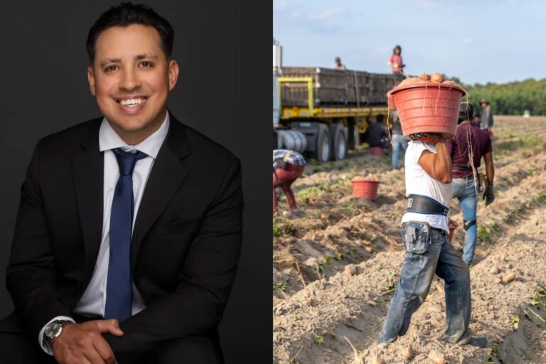 Empresario hispano Mario Guerrero en su lugar de trabajo en Houston, Texas