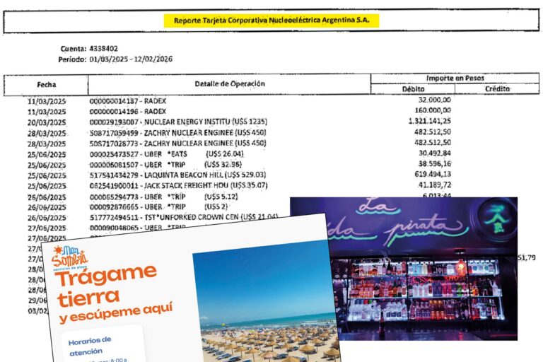 Tarjeta corporativa de Nucleoeléctrica con gastos en discotecas y free shops
