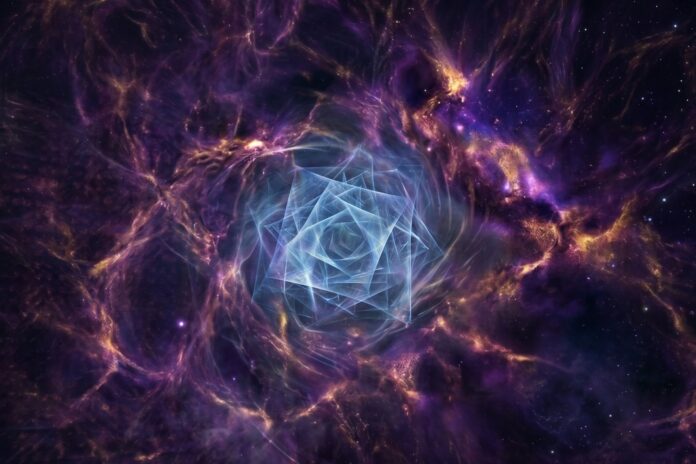 Representación artística de neutrinos y una dimensión oculta