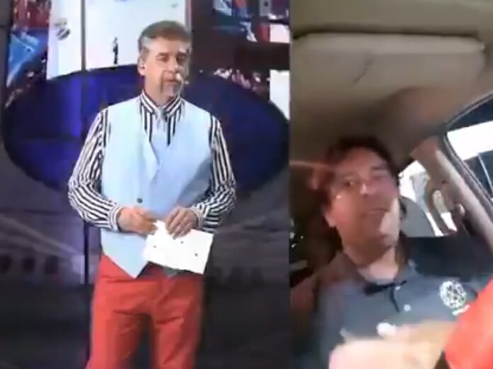 Periodista mexicano Fernando Vargas durante transmisión en vivo