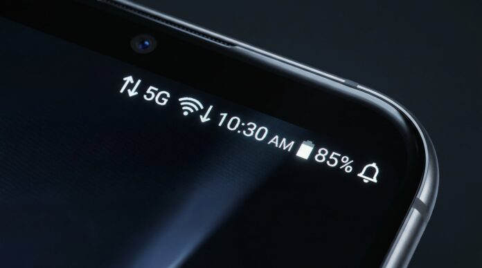 Iconos de celular con flechas de subida y bajada de datos