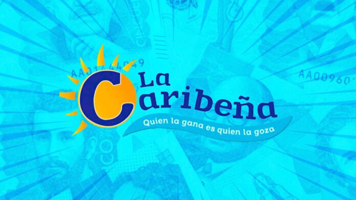 Boleto de la Lotería Caribeña con el número 8396 y el logo del sorteo nocturno