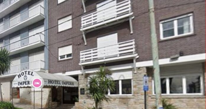 Fachada del Hotel Imperial en Mar del Plata tras el incendio