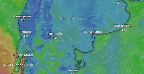 Mapa de Argentina con alertas amarillas del SMN por frío extremo, nevadas y vientos