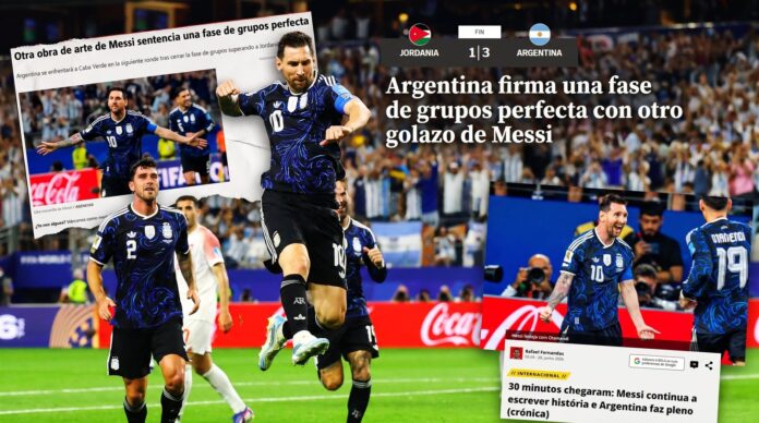Lionel Messi celebrando un gol con la camiseta de Argentina