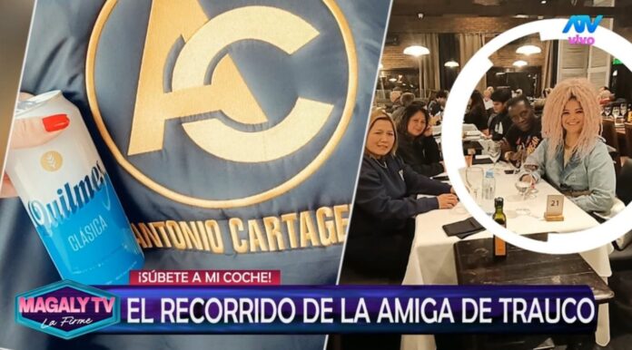 Carla Arce junto a Miguel Trauco en una camioneta en Miraflores