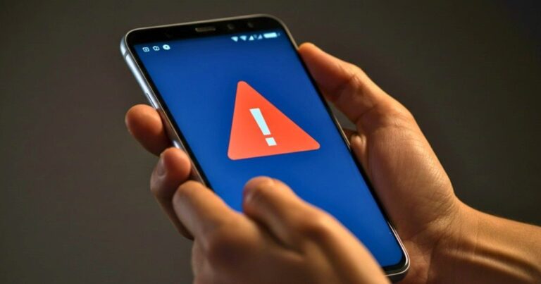 Teléfono Android mostrando alerta de sismo en pantalla