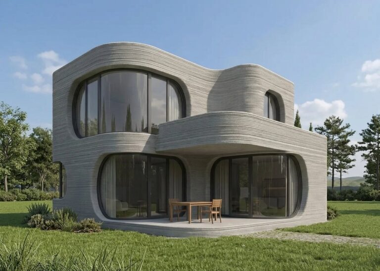 Impresora 3D de hormigón construyendo una vivienda en Argentina