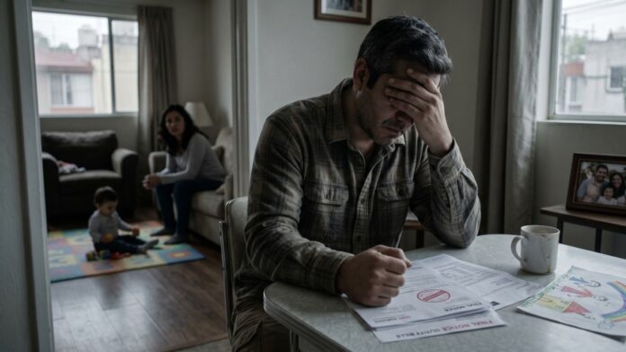 Hombre sentado en una banca con expresión pensativa, alusión a la salud mental masculina en el Día del Padre