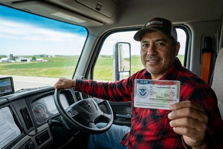 Camión de carga circulando por carretera en Estados Unidos