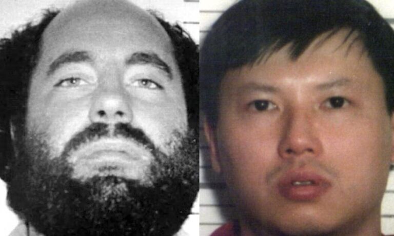 Fotografía de archivo de Leonard Lake y Charles Ng durante el juicio en California