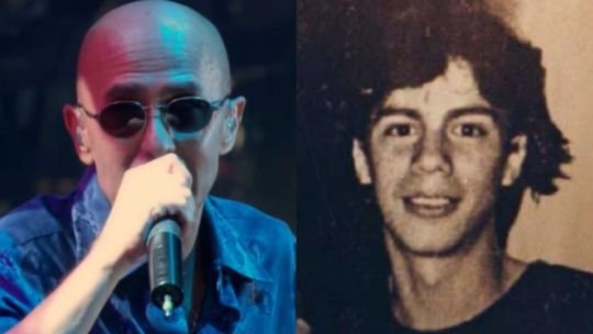 Foto de Walter Bulacio junto a la palabra JUSTICIA en pantalla de concierto del Indio Solari