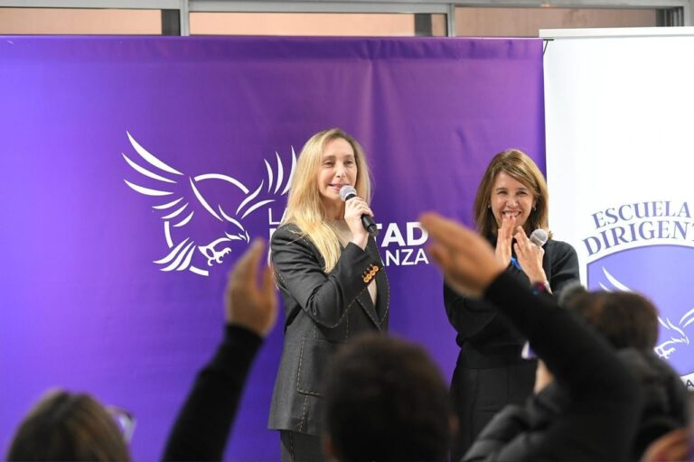 Karina Milei durante el lanzamiento de la escuela de dirigentes de LLA en Recoleta
