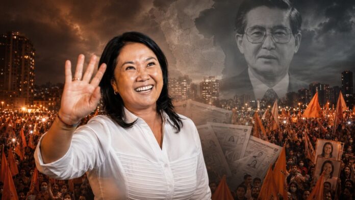 Keiko Fujimori en un mitin de campaña electoral