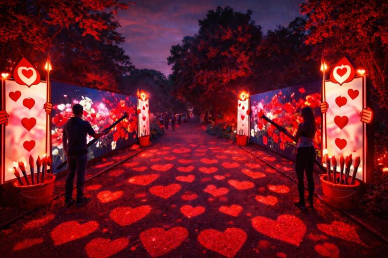 Instalación lumínica de Maravillosa Alicia en el Jardín Botánico de Palermo