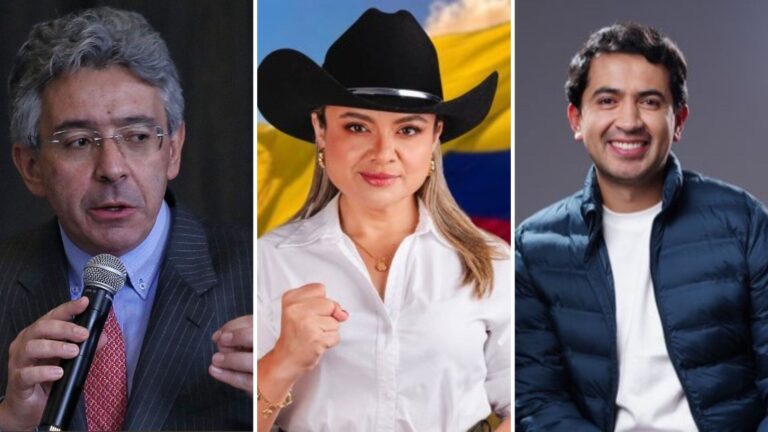 Abelardo de la Espriella en evento de campaña con bandera de Colombia