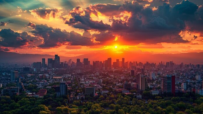 Vista de la ciudad de Los Ángeles con cielo despejado