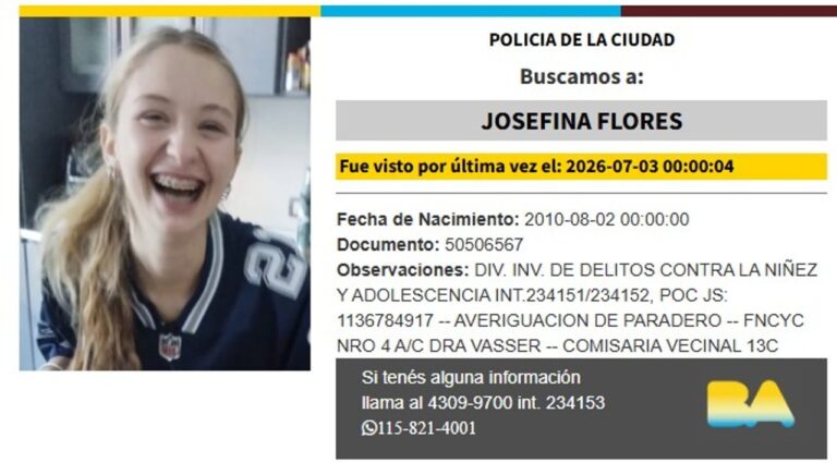 Búsqueda de adolescente desaparecida en Belgrano