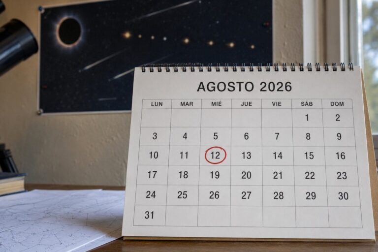Ilustración de un eclipse solar parcial con planetas alineados en el cielo