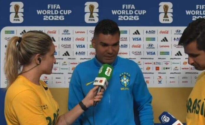 Casemiro llorando durante entrevista postpartido Brasil vs Noruega Mundial 2026