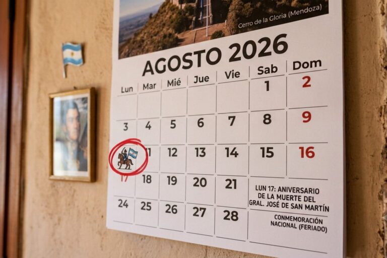 Calendario señalando el 17 de agosto como feriado nacional