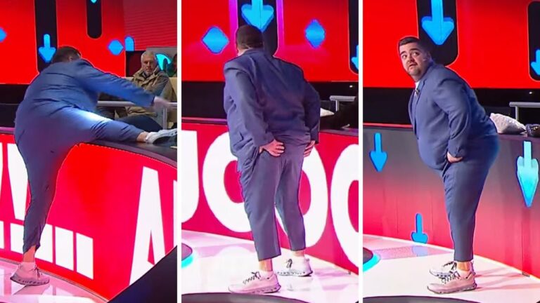 Darío Barassi en el set de Ahora Caigo con el pantalón roto
