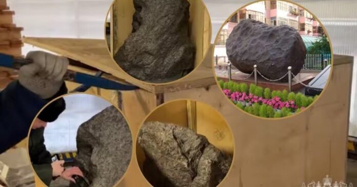 detectan-meteorito-25-toneladas-camuflado-adorno-jardin-puerto-rusia-2 Fragmento del meteorito Aletai de 2,5 toneladas encontrado en un puerto de San Petersburgo