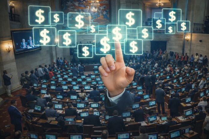 fedesoft-pide-al-nuevo-congreso-convertir-la-economia-digital-en-una-politica-de-estado Logo de Fedesoft en un fondo con elementos tecnológicos