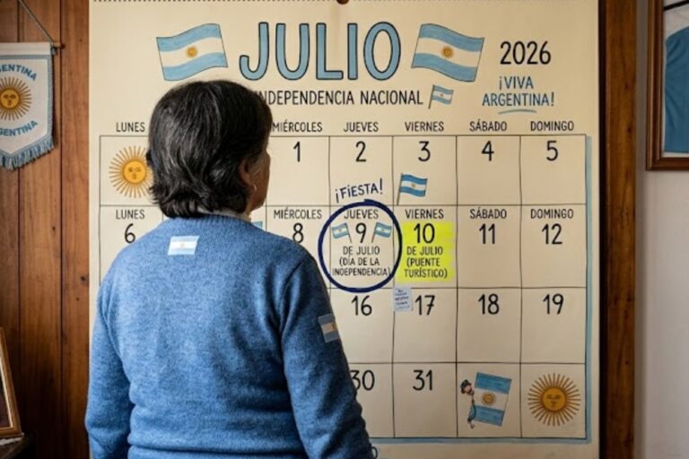 Bandera argentina con la fecha 9 de julio