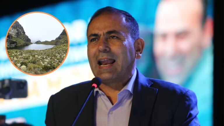 Gobernador de Santander Juvenal Díaz Mateus durante declaraciones sobre la mesa de concertación de Santurbán