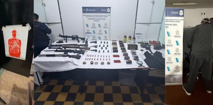 Vivienda en Haedo donde se halló el arsenal y taller clandestino de recarga de municiones