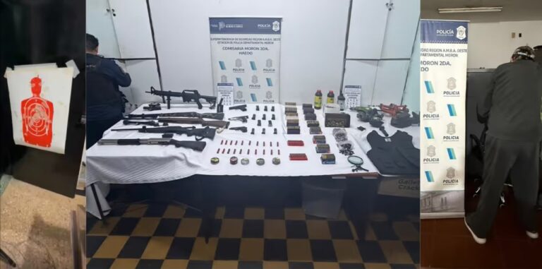 Vivienda en Haedo donde se halló el arsenal y taller clandestino de recarga de municiones