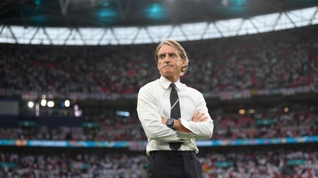 Roberto Mancini durante su presentación como nuevo director técnico de la selección italiana