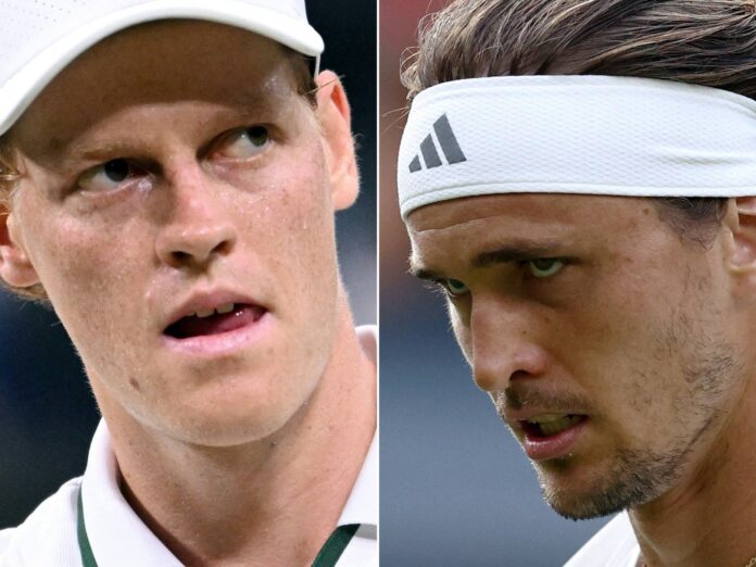 Jannik Sinner y Alexander Zverev en la final de Wimbledon