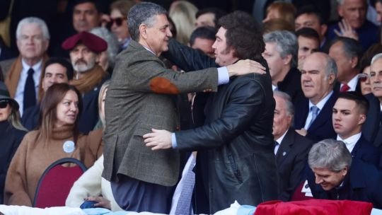 Jorge Macri y Javier Milei en el acto de la 138° Exposición Rural en Palermo