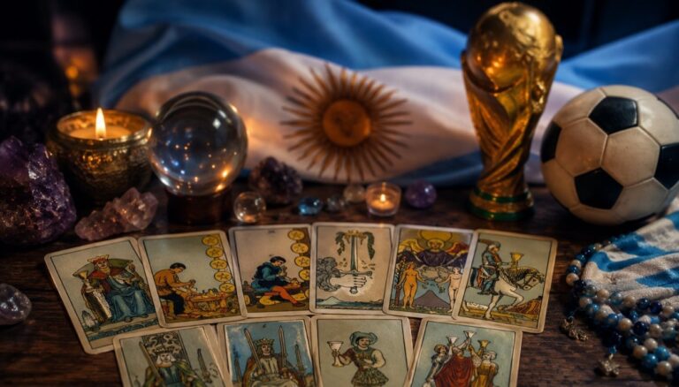 Tarotista Ivana García realizando una lectura de cartas para la final del Mundial