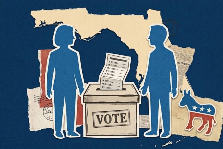 Urna electoral y bandera de Florida