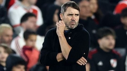 Eduardo Coudet en conferencia de prensa tras el empate de River