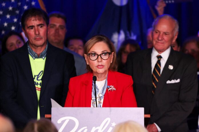 Darline Graham durante su discurso de victoria en Carolina del Sur